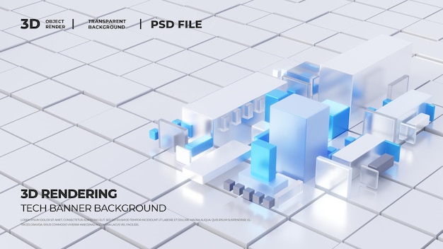 3D rendering kubowy abstrakcyjny budynek psd