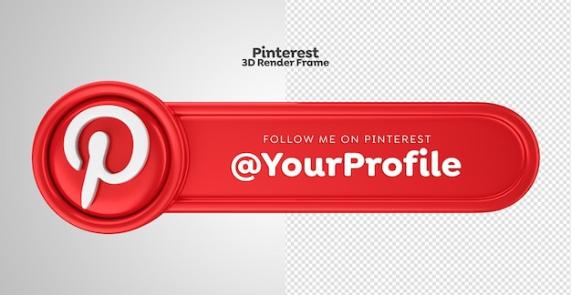 3d rendering of label with follow me on pinterest text editable