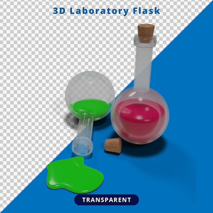 PSD 3d rendering laboratory flask illustration