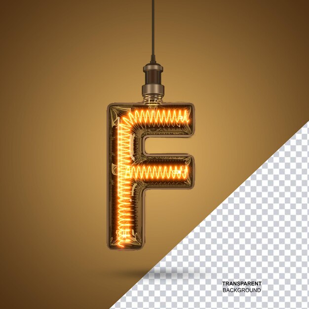 PSD 3d rendering of lamp alphabet