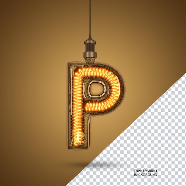 PSD 3d rendering of lamp alphabet