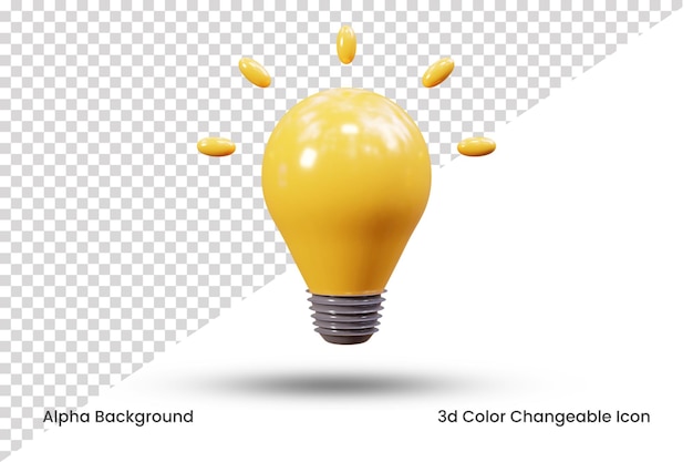 PSD 3d-rendering lamp ui pictogram of creatief idee lamp