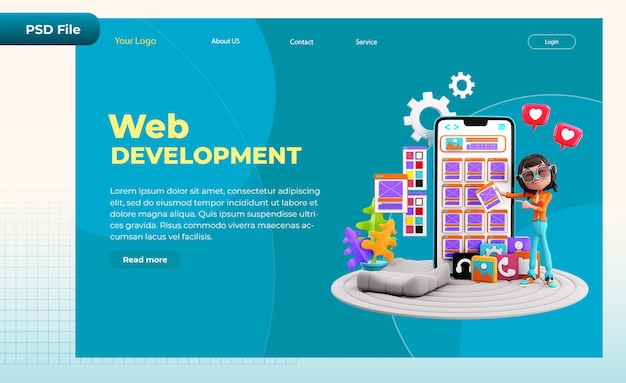 3D-rendering landingsside App Development illustration