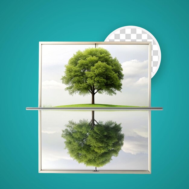 PSD 3d rendering of landscape in cube