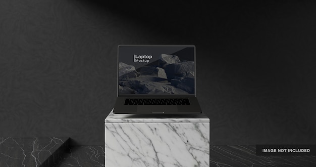 PSD 3d rendering of laptop mockup design