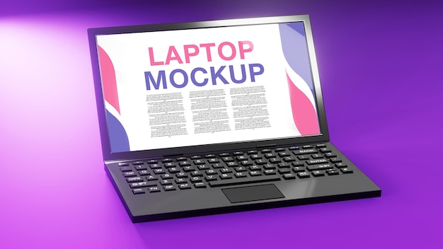 Modello di laptop con rendering 3d