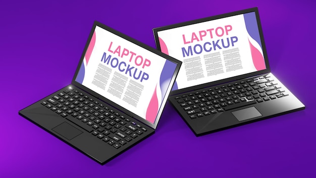 PSD 3d rendering laptop mockup