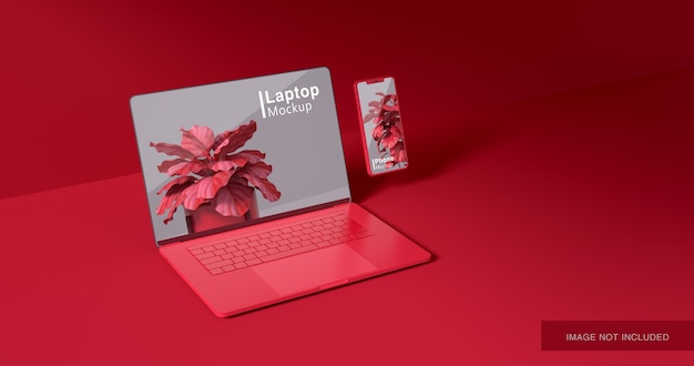 PSD 3d rendering of laptop screen mockup