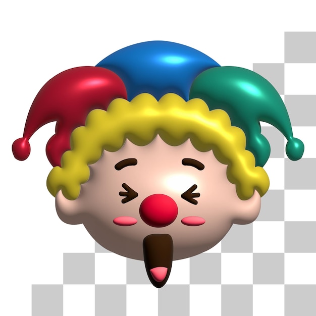 3D Rendering Laughing Jester Emoji for Design Element izolowany na przezroczystym tle