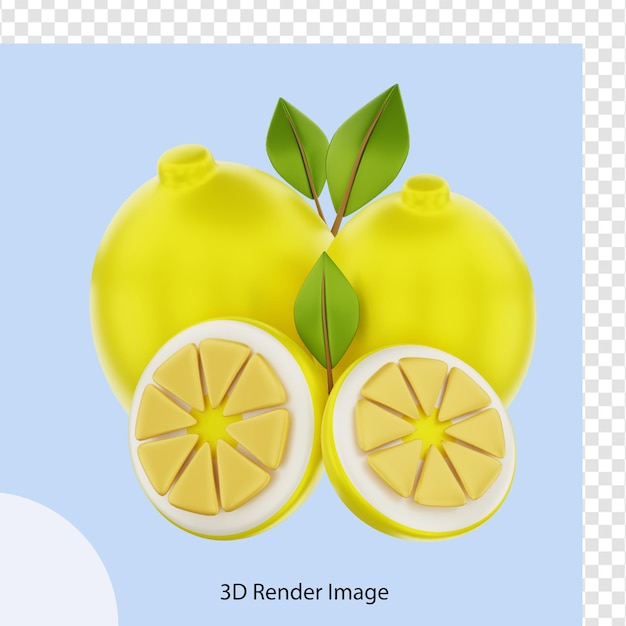 Rendering 3d di frutta al limone