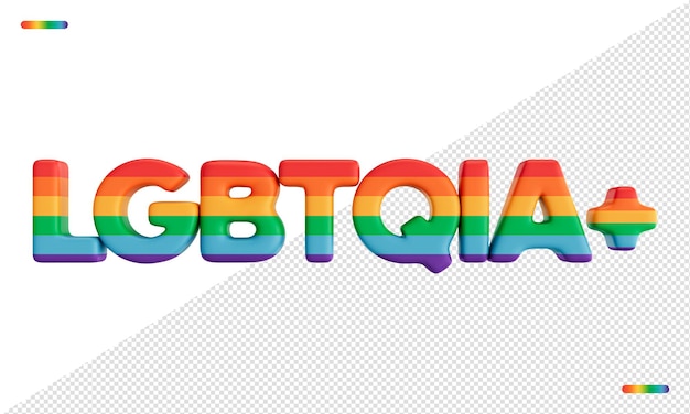 3d-rendering lgbtqia trots vlag belettering