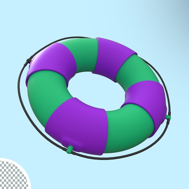 PSD 3d rendering life buoy summer tour beach illustration of  travel icon