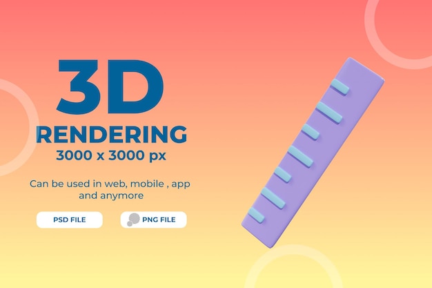 PSD 3d-rendering liniaal illustratie object premium psd
