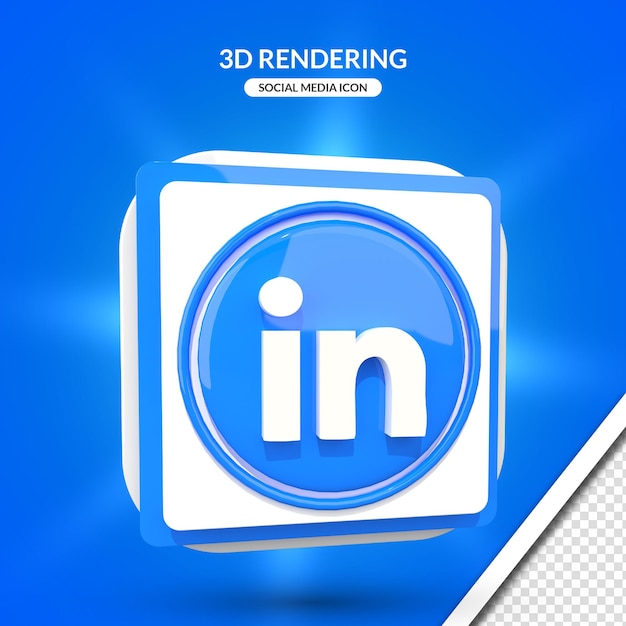 3d rendering linkedin social media icon