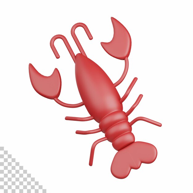 PSD 3d rendering lobster isolated useful for food allergen allergy disease and antigen design element