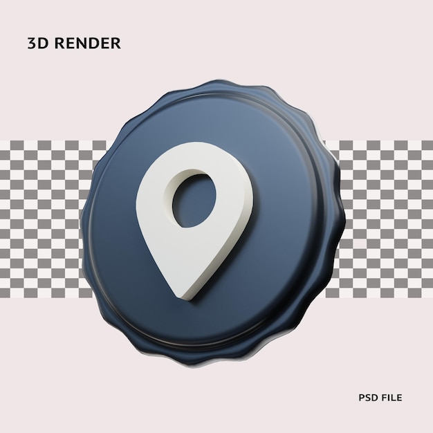 Oggetto dell'illustrazione dell'icona della posizione del rendering 3d con sfondo trasparente