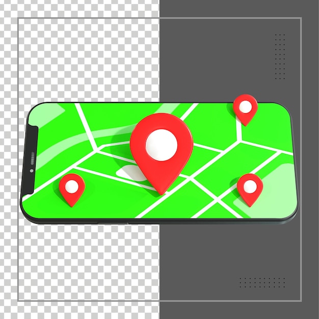 PSD rendering 3d posizione con localizzatore gps per mappe mobili