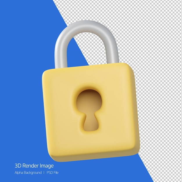 3d rendering of lock icon isolated on white.