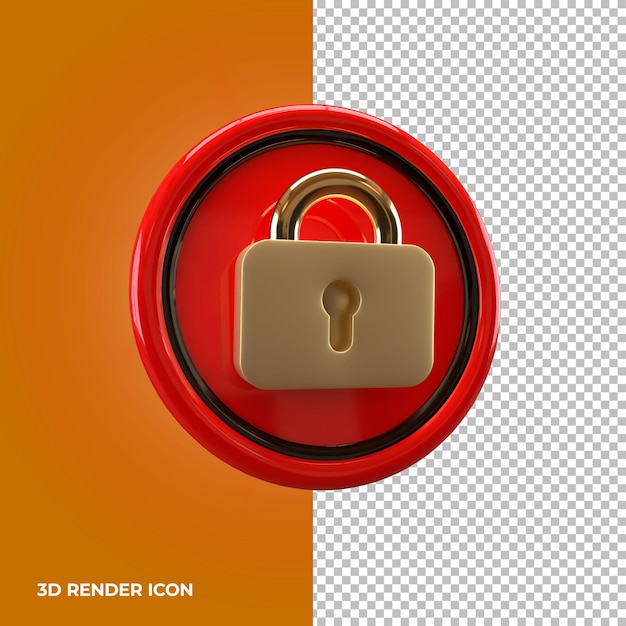 3d rendering lock icon premium psd