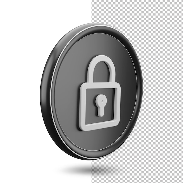 3d rendering lock icon symbol sign isolated