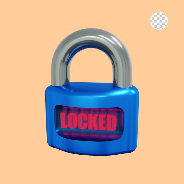 3d rendering of locked padlock