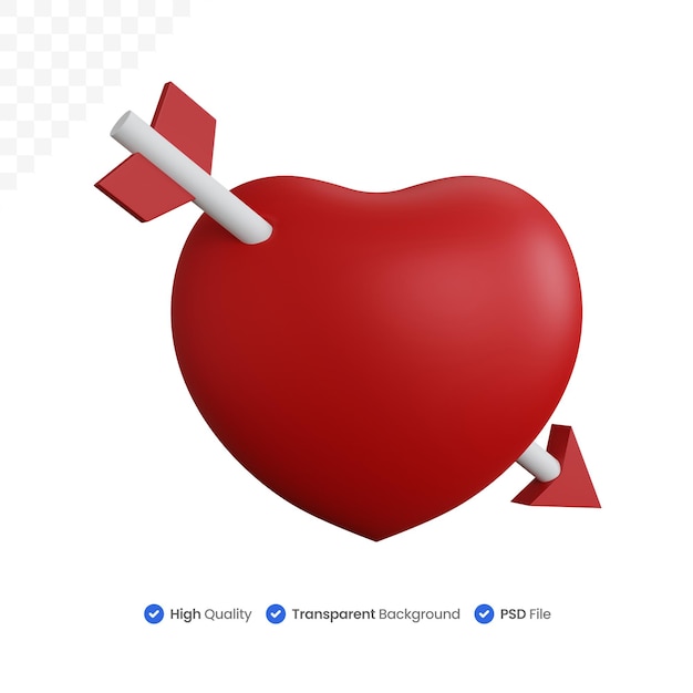 3d rendering love arrow isolated