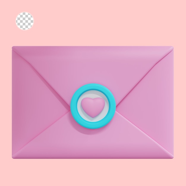 PSD 3d rendering of love message icon