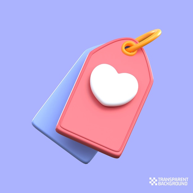 3d rendering love tag discount valentine icon