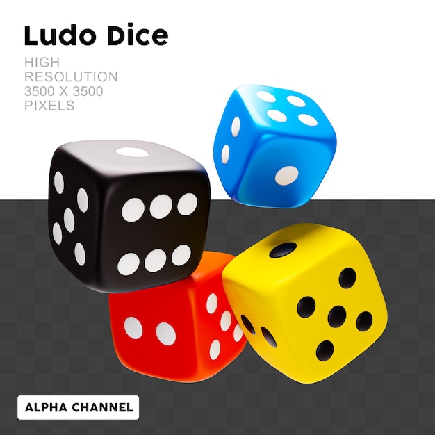 PSD 3d rendering ludo dice illustration