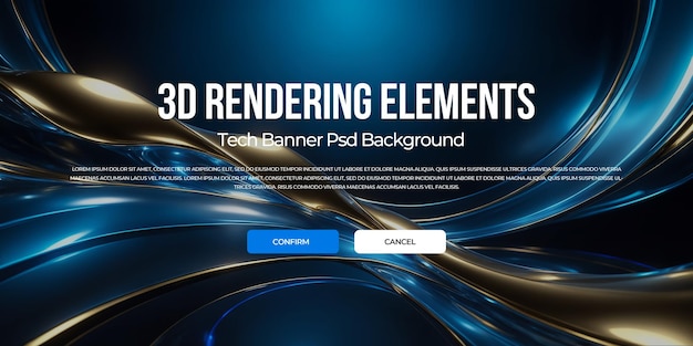 3d rendering luxe metaal flow achtergrond banner element psd