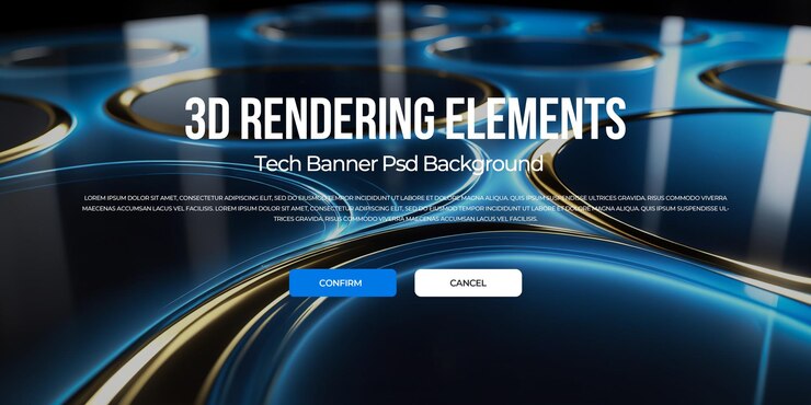 PSD 3d рендеринг роскошный металлический поток фон баннер элемент psd