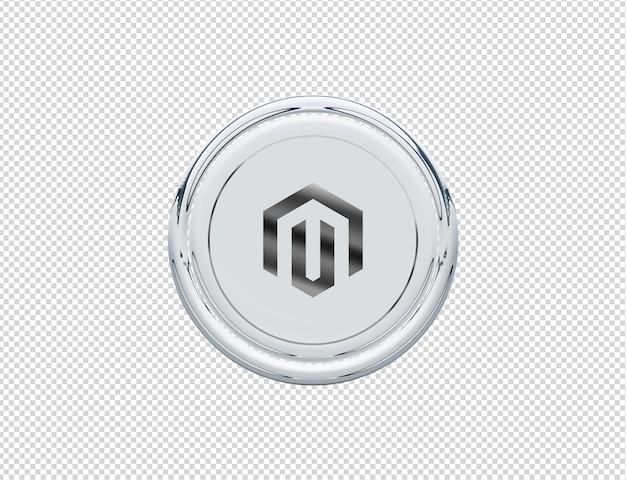 PSD 3d rendering magento icon silver glossy