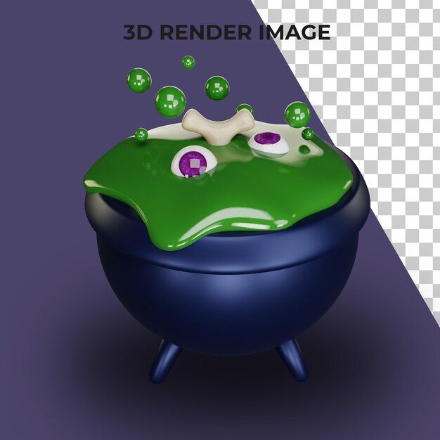 3d rendering of magic cauldron with halloween concept