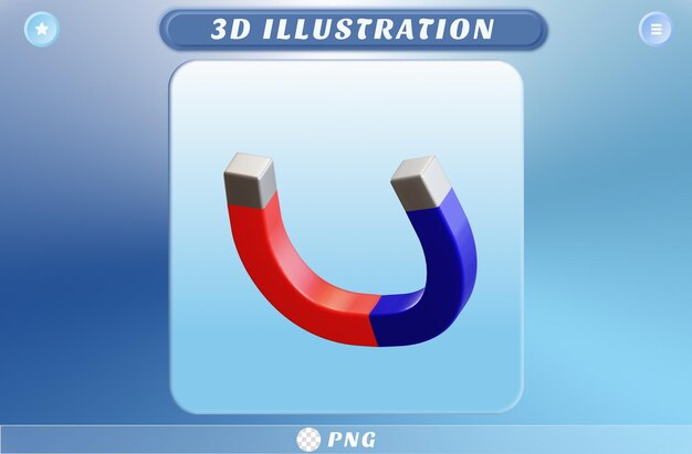 PSD 3d-rendering magneet onderwijs pictogram