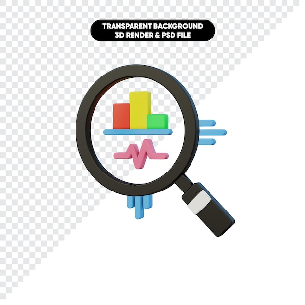 PSD 3d rendering of magnifying glass