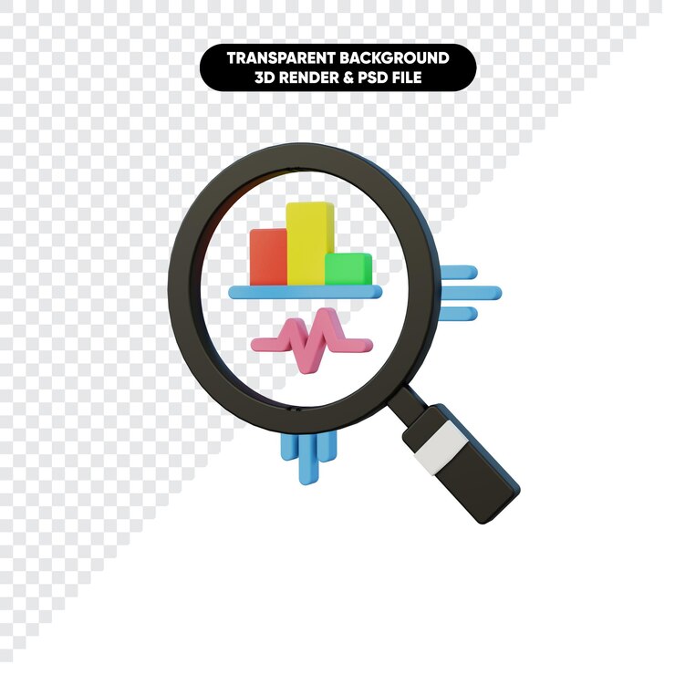 PSD 3d rendering of magnifying glass