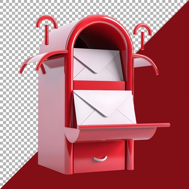 3d rendering of a mail box on transparent background ai generated