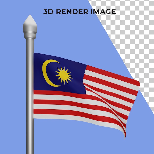 PSD 3d rendering of malaysia flag concept malaysia national day premium psd