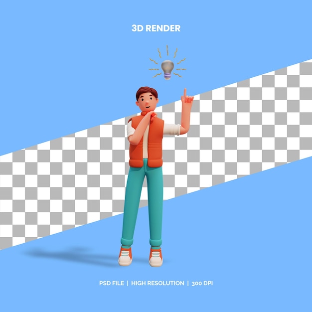 3D rendering male character having an idea