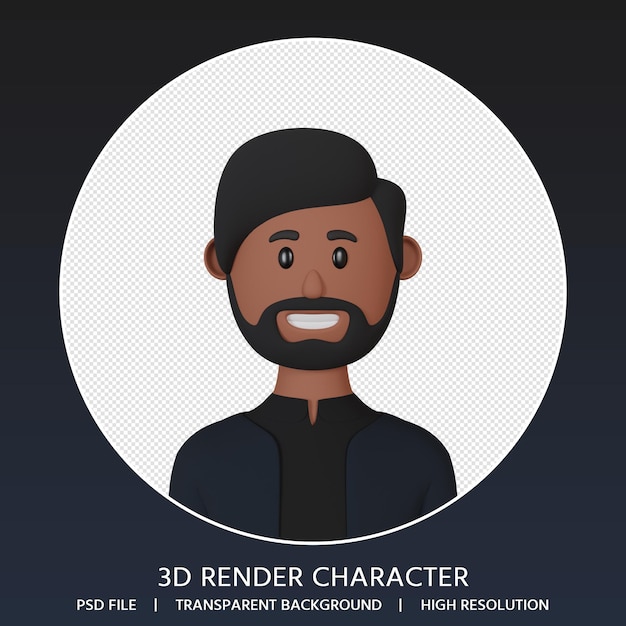 PSD 3d rendering man cartoon avatar