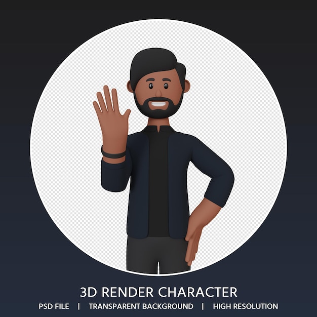 Rendering 3d del personaggio dell'uomo che ondeggia