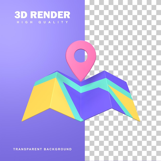 3d rendering map location icon to find location.