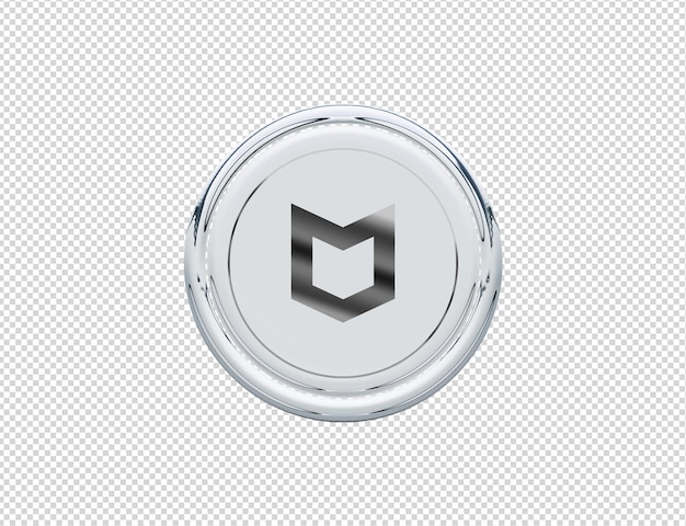 PSD 3d rendering mcafee icon silver glossy