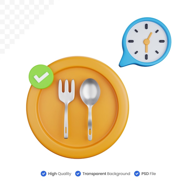 PSD 3d rendering mealtime illustration isolated