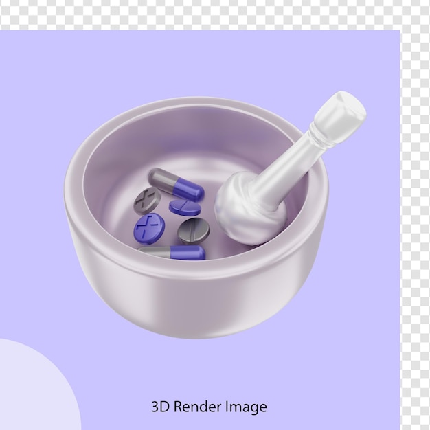 3d rendering of medical pill and capsule crusher tool