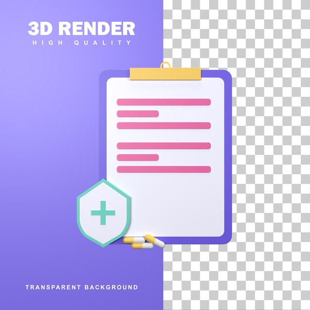 3d-rendering medische zorgverzekeringsconcept veilig en betrouwbaar.