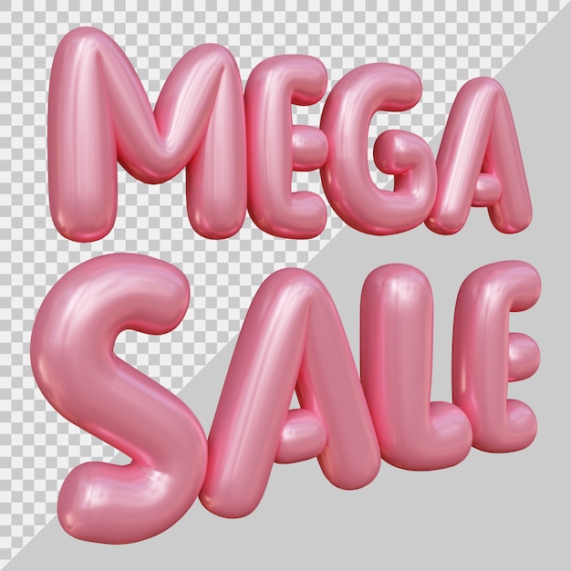 3d rendering of mega sale text with modern style