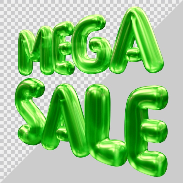 3d rendering of mega sale text with modern style