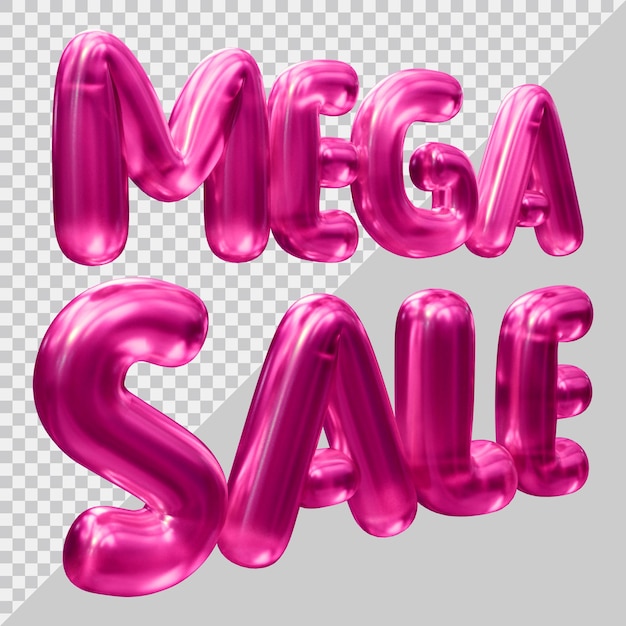 3d rendering of mega sale text with modern style