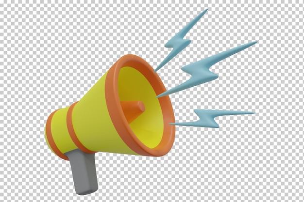 PSD 3d rendering megaphone isolated